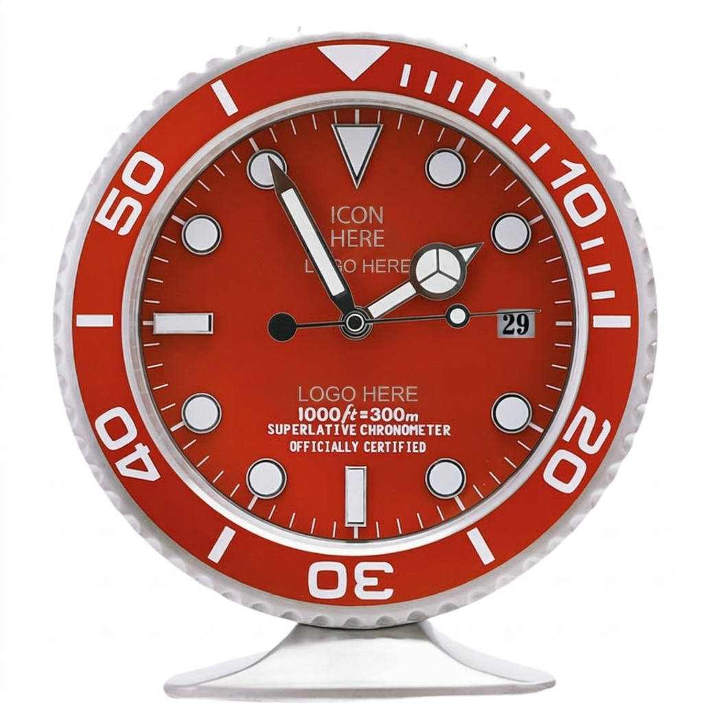 SUB-MAR Steel, Full Red | Desk Clock