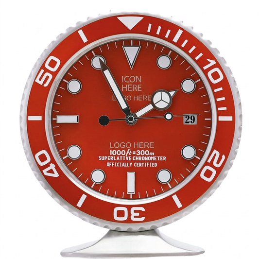 SUB-MAR Steel, Full Red | Desk Clock