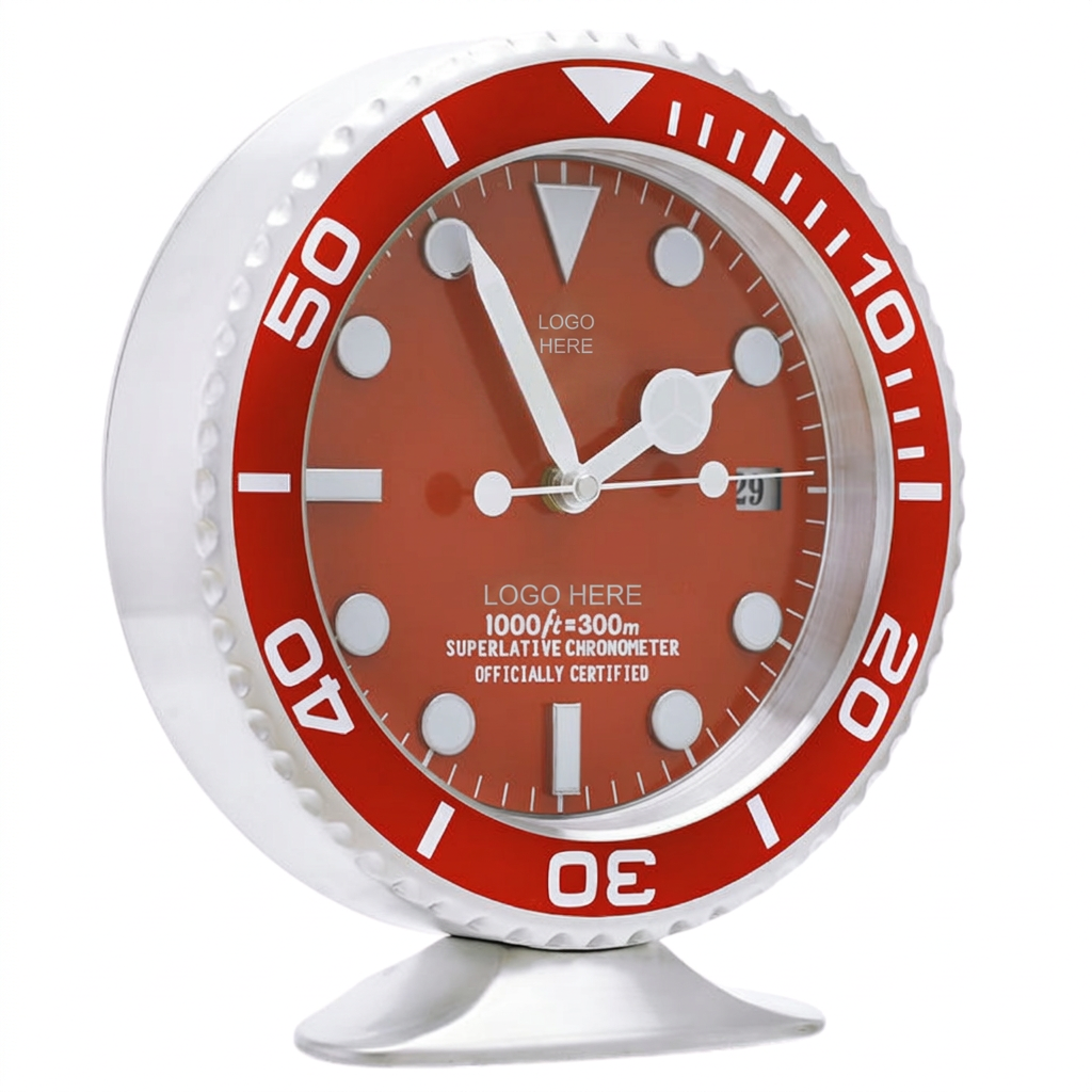 SUB-MAR Steel, Full Red | Desk Clock